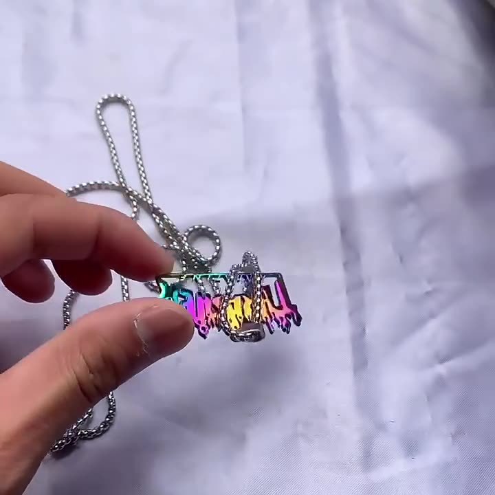 Thrasher Logo Necklace – Blue & Silver