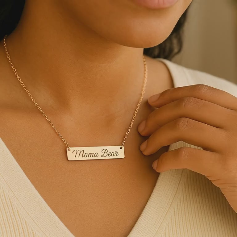 Cutout Cross Bar 18" Necklace w/Engraving